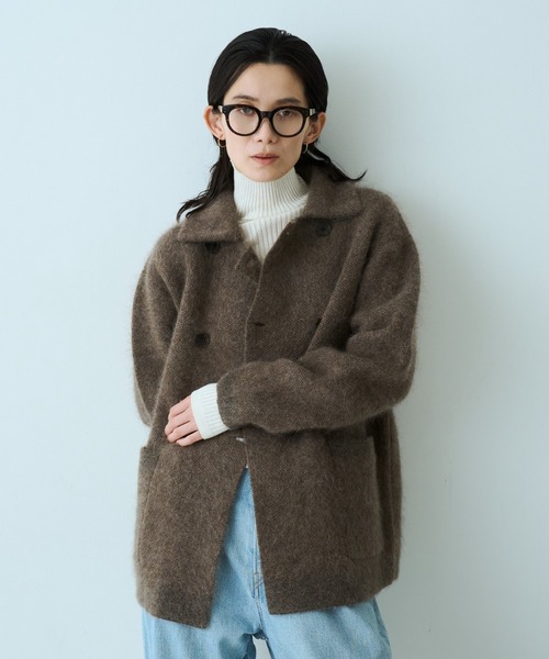 qualite（カリテ）の「モヘアニットコート（ピーコート・レディース・チャコールグレー/ブラウン系その他・フリー）」の17枚目の写真