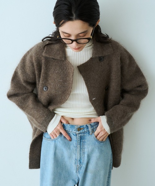qualite（カリテ）の「モヘアニットコート（ピーコート・レディース・チャコールグレー/ブラウン系その他・フリー）」の18枚目の写真