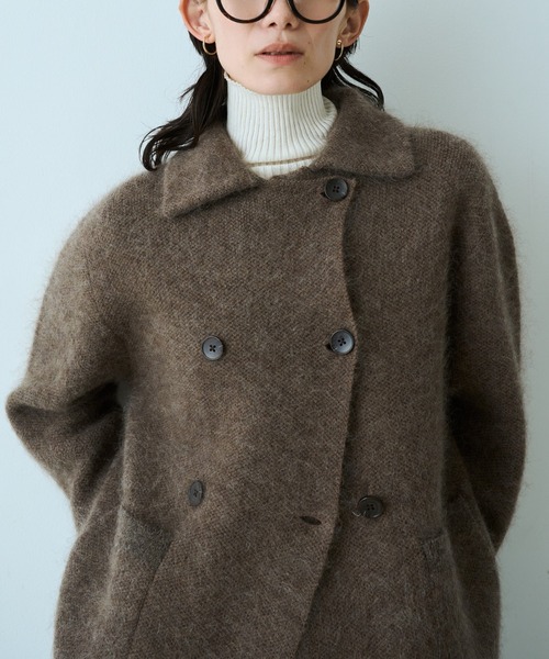 qualite（カリテ）の「モヘアニットコート（ピーコート・レディース・チャコールグレー/ブラウン系その他・フリー）」の3枚目の写真