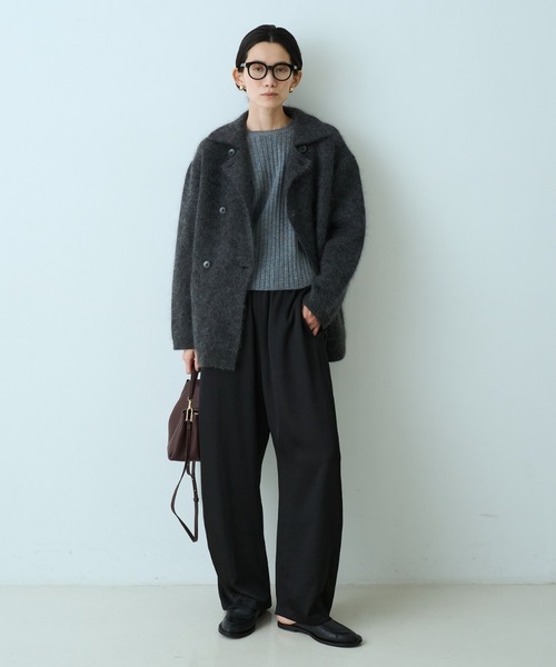 qualite（カリテ）の「モヘアニットコート（ピーコート・レディース・チャコールグレー/ブラウン系その他・フリー）」の5枚目の写真