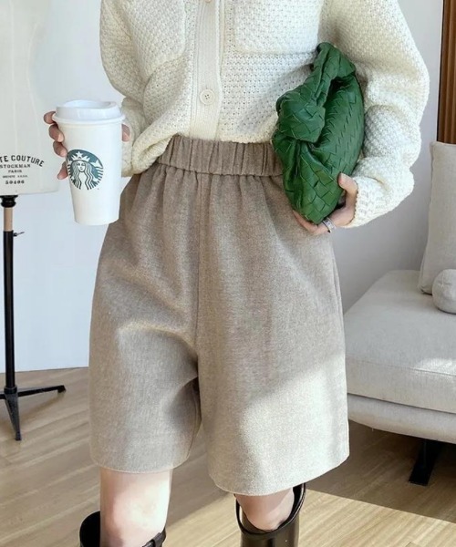 Ritzy(リッツィー)の「エストゴム ウール調ハーフショーツ(その他パンツ・レディース・ブラック/ベージュ・M/L)」の1枚目の写真