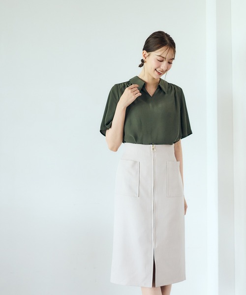12Twelve Agenda(トゥエルブ アジェンダ)の「撥水Manywaysフレアスリーブブラウス(シャツ/ブラウス・レディース・ピンク/グレイッシュベージュ/カーキ・M)」の20枚目の写真
