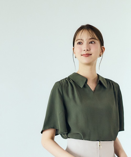 12Twelve Agenda(トゥエルブ アジェンダ)の「撥水Manywaysフレアスリーブブラウス(シャツ/ブラウス・レディース・ピンク/グレイッシュベージュ/カーキ・M)」の16枚目の写真