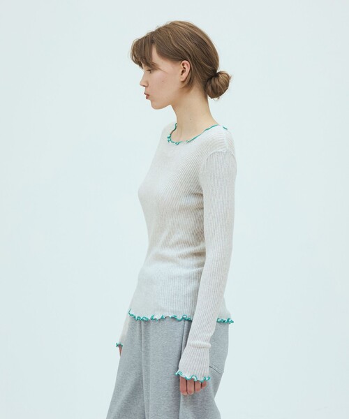 v::room(ヴィルーム)の「V::room コットンリブ ラウンドネックプルオーバー(Tシャツ/カットソー・レディース・ライトグレー/ブラック/ライトベージュ・FREE)」の12枚目の写真