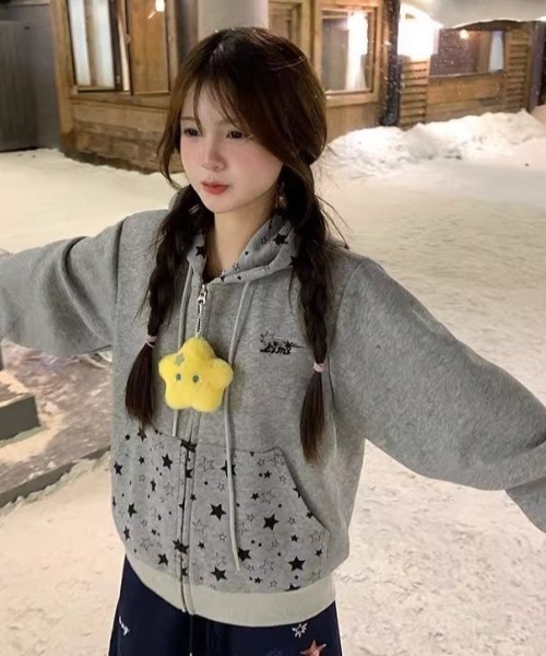 AVYL(アヴィル)の「星柄切り替えジップアップパーカー(パーカー・レディース・グレー/ピンク・M)」の14枚目の写真