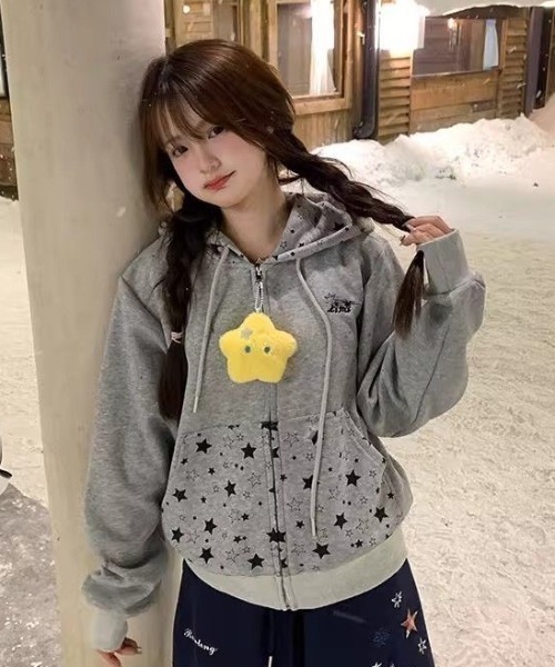 AVYL(アヴィル)の「星柄切り替えジップアップパーカー(パーカー・レディース・グレー/ピンク・M)」の15枚目の写真