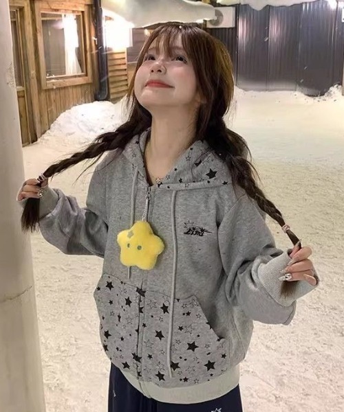 AVYL(アヴィル)の「星柄切り替えジップアップパーカー(パーカー・レディース・グレー/ピンク・M)」の16枚目の写真