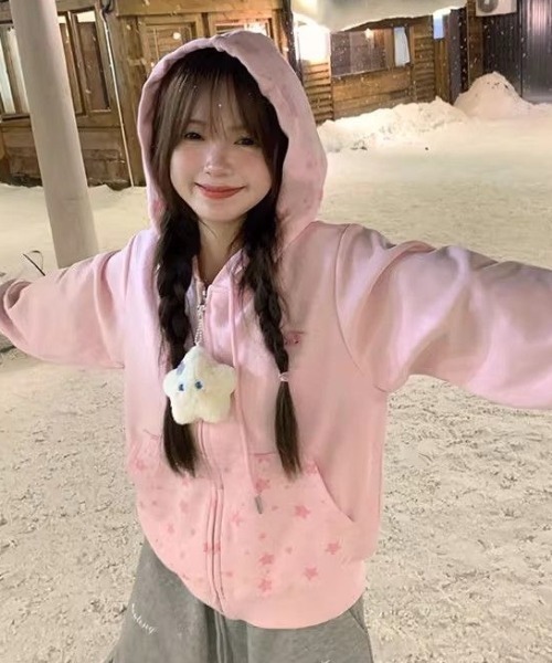 AVYL(アヴィル)の「星柄切り替えジップアップパーカー(パーカー・レディース・グレー/ピンク・M)」の7枚目の写真