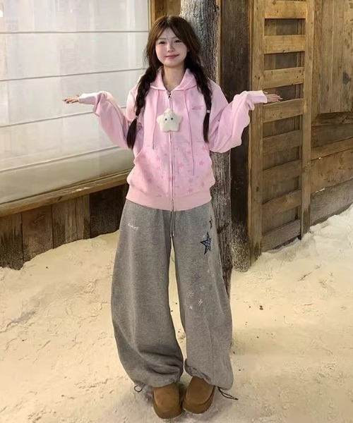 AVYL(アヴィル)の「星柄切り替えジップアップパーカー(パーカー・レディース・グレー/ピンク・M)」の9枚目の写真