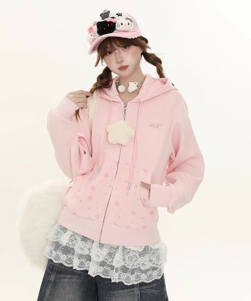 AVYL(アヴィル)の「星柄切り替えジップアップパーカー(パーカー・レディース・グレー/ピンク・M)」の17枚目の写真
