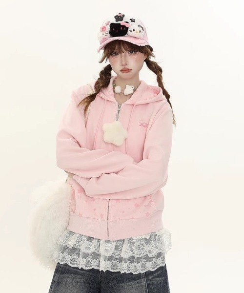 AVYL(アヴィル)の「星柄切り替えジップアップパーカー(パーカー・レディース・グレー/ピンク・M)」の18枚目の写真