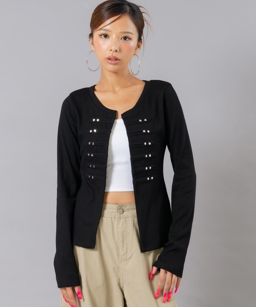 ANAP(アナップ)の「ナポレオンディテールトップス(Tシャツ/カットソー・レディース・グレー/ブラック・F)」の10枚目の写真