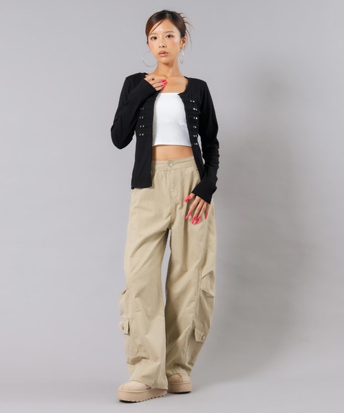 ANAP(アナップ)の「ナポレオンディテールトップス(Tシャツ/カットソー・レディース・グレー/ブラック・F)」の13枚目の写真