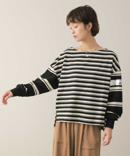 Bou Jeloud(ブージュルード)の「メタルラインフライスボーダープルオーバー(Tシャツ/カットソー・レディース・ブラック/ブラウン・FREE)」の5枚目の写真