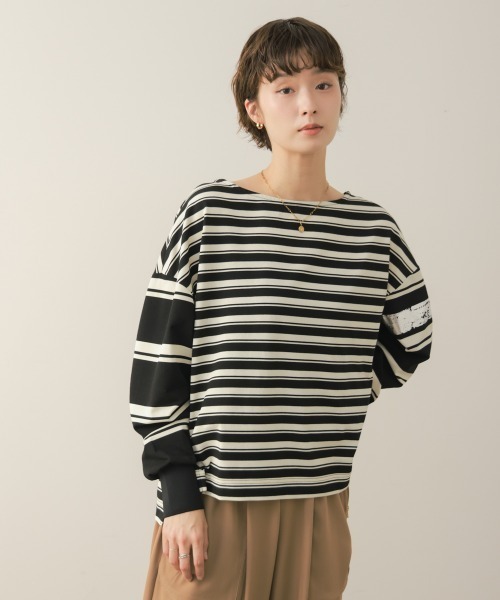 Bou Jeloud(ブージュルード)の「メタルラインフライスボーダープルオーバー(Tシャツ/カットソー・レディース・ブラック/ブラウン・FREE)」の6枚目の写真
