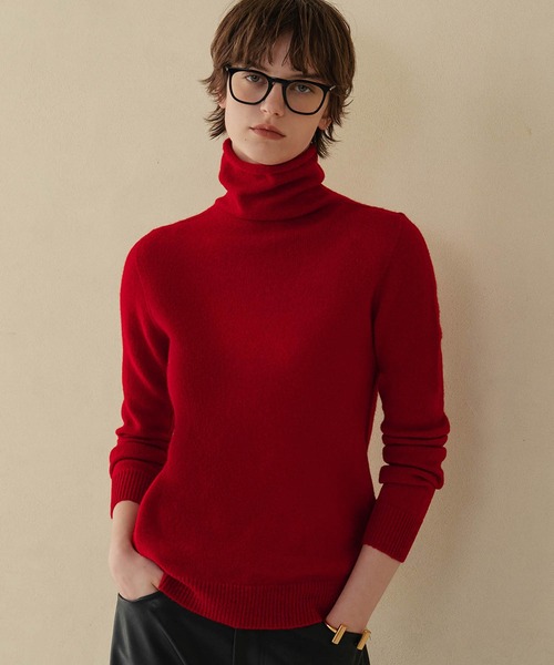 ELFRANK(エルフランク)の「【2026AW】【上質ウール100%】タートルネックニットプルオーバー(ニット/セーター・レディース・チャコールグレー/グリーン/グレー/ボルドー/オフホワイト/ベージュ/ピンク・FREE)」の1枚目の写真