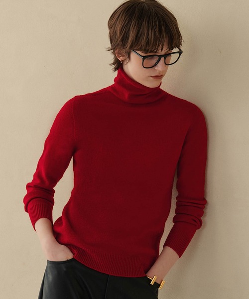 ELFRANK(エルフランク)の「【2026AW】【上質ウール100%】タートルネックニットプルオーバー(ニット/セーター・レディース・チャコールグレー/グリーン/グレー/ボルドー/オフホワイト/ベージュ/ピンク・FREE)」の19枚目の写真