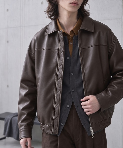 LIGNEL(リグネル)の「【LIGNEL】オーセンティック ボクシーシルエット クロップド ジップブルゾン(ブルゾン・メンズ・ダークブラウン/ブラック/ブラウン・M/L)」の2枚目の写真