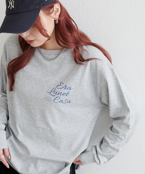 DISCOAT（ディスコート）の「【WEB限定】ゆる袖ロゴプリントロンＴシャツ（Tシャツ/カットソー・レディース・オフホワイト/チャコールグレー/グレー・FREE）」の13枚目の写真