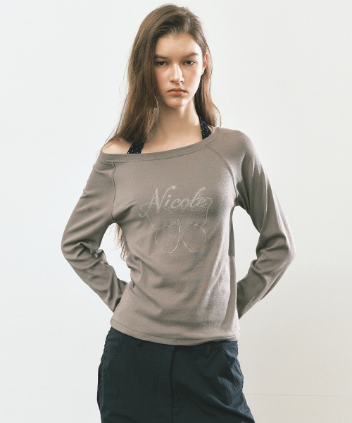 NICK&NICOLE(ニックアンドニコール)の「NICOLE バタフライラグラントップ_ブラウン(Tシャツ/カットソー・レディース・ブラウン・FREE)」の2枚目の写真