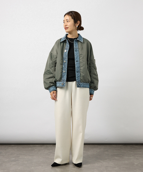 VERMEIL par iena(ヴェルメイユパーイエナ)の「upper hights アッパーハイツ The Surplus Mix ジャケット(MA-1・レディース・オリーブ・X-SMALL/SMALL)」の2枚目の写真