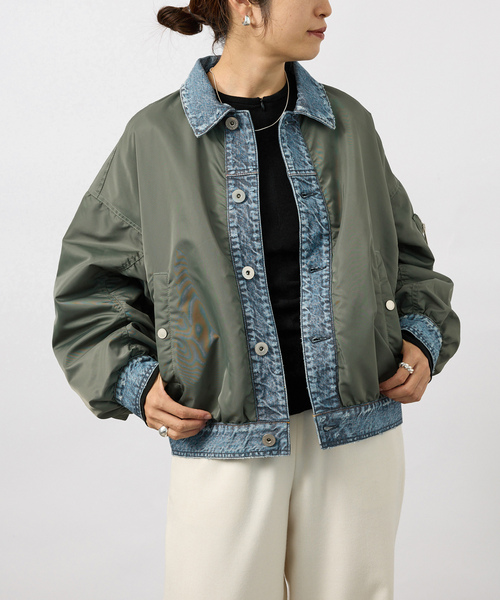 VERMEIL par iena(ヴェルメイユパーイエナ)の「upper hights アッパーハイツ The Surplus Mix ジャケット(MA-1・レディース・オリーブ・X-SMALL/SMALL)」の5枚目の写真