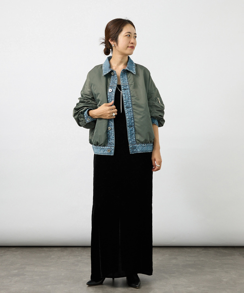 VERMEIL par iena(ヴェルメイユパーイエナ)の「upper hights アッパーハイツ The Surplus Mix ジャケット(MA-1・レディース・オリーブ・X-SMALL/SMALL)」の6枚目の写真