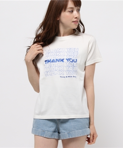 BEAMS BOY（ビームスボーイ）の「SCREEN STARS / THANK YOU 刺繍Tシャツ（Tシャツ/カットソー・レディース・ホワイト/グレー/ブルー・ONE SIZE）」の14枚目の写真