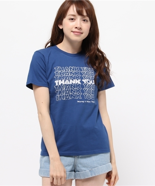 BEAMS BOY（ビームスボーイ）の「SCREEN STARS / THANK YOU 刺繍Tシャツ（Tシャツ/カットソー・レディース・ホワイト/グレー/ブルー・ONE SIZE）」の12枚目の写真