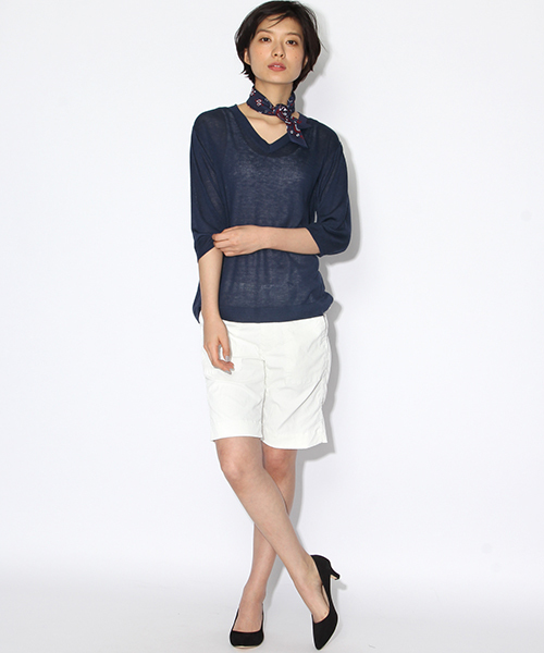 niko and...（ニコアンド）の「ベイカーショートパンツ【niko and ...】（その他パンツ・レディース・ネイビー/ホワイト・3/2）」の14枚目の写真