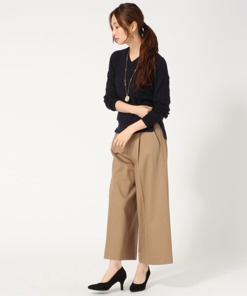 GLOBAL WORK（グローバルワーク）の「【洗えるニット】14ゲージコットンカシミヤケーブルVプルオーバー/719926（ニット/セーター・レディース・ネイビー/ホワイト/ブラウン/グレー・SMALL/LARGE/MEDIUM）」の10枚目の写真