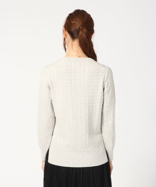 GLOBAL WORK（グローバルワーク）の「【洗えるニット】14ゲージコットンカシミヤケーブルVプルオーバー/719926（ニット/セーター・レディース・ネイビー/ホワイト/ブラウン/グレー・SMALL/LARGE/MEDIUM）」の12枚目の写真