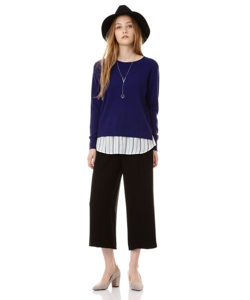 22 OCTOBRE（ヴァンドゥ－オクトーブル）の「シャツドッキングニット（ニット/セーター・レディース・グリーン/グレー/ブルー・2）」の4枚目の写真