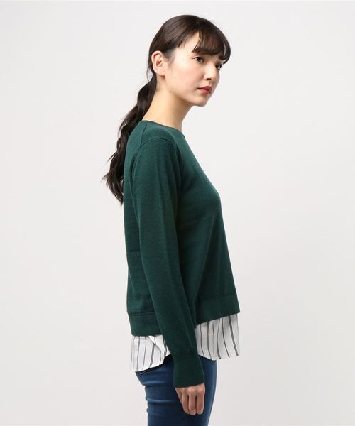 22 OCTOBRE（ヴァンドゥ－オクトーブル）の「シャツドッキングニット（ニット/セーター・レディース・グリーン/グレー/ブルー・2）」の14枚目の写真