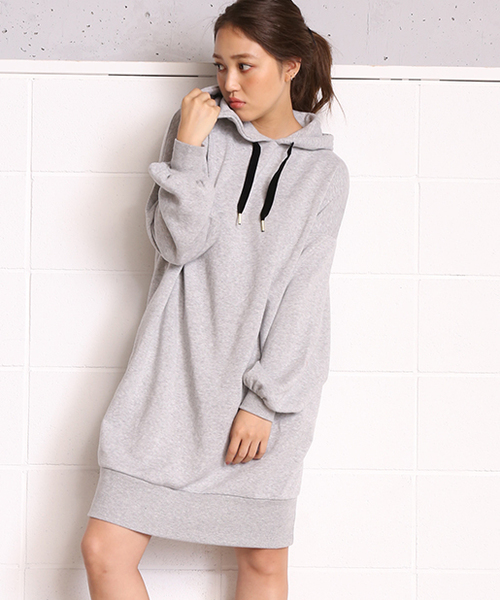 one after another NICE CLAUP（ワンアフターアナザーナイスクラップ）の「パーカーワンピース（ワンピース・レディース・スモークピンク/トップグレー/チャコールグレー・FREE）」の3枚目の写真