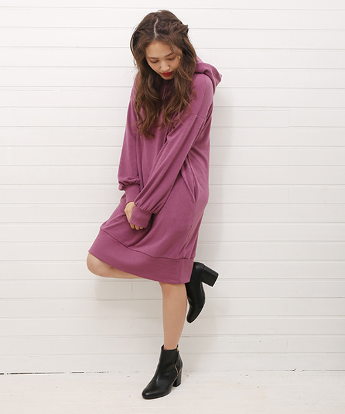 one after another NICE CLAUP（ワンアフターアナザーナイスクラップ）の「パーカーワンピース（ワンピース・レディース・スモークピンク/トップグレー/チャコールグレー・FREE）」の12枚目の写真