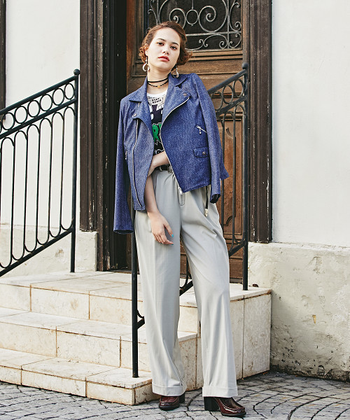 HYSTERIC GLAMOUR（ヒステリックグラマー）の「SOUND GENERATION裏総柄 ワイドパンツ（その他パンツ・レディース・グレー/ブラック/ベージュ・SMALL/MEDIUM）」の14枚目の写真