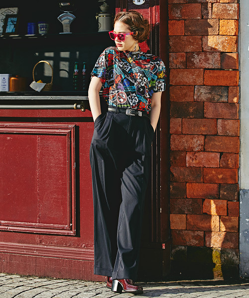 HYSTERIC GLAMOUR（ヒステリックグラマー）の「SOUND GENERATION裏総柄 ワイドパンツ（その他パンツ・レディース・グレー/ブラック/ベージュ・SMALL/MEDIUM）」の17枚目の写真