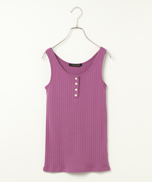 VENCEEXCHANGE（ヴァンスエクスチェンジ）の「ワイドリブヘンリーネックタンクトップ（タンクトップ・レディース・オフホワイト/グレー/パープル/ブラック/オリーブ/オレンジ・MEDIUM）」の5枚目の写真