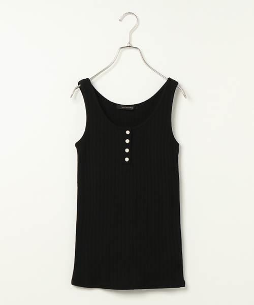 VENCEEXCHANGE（ヴァンスエクスチェンジ）の「ワイドリブヘンリーネックタンクトップ（タンクトップ・レディース・オフホワイト/グレー/パープル/ブラック/オリーブ/オレンジ・MEDIUM）」の2枚目の写真