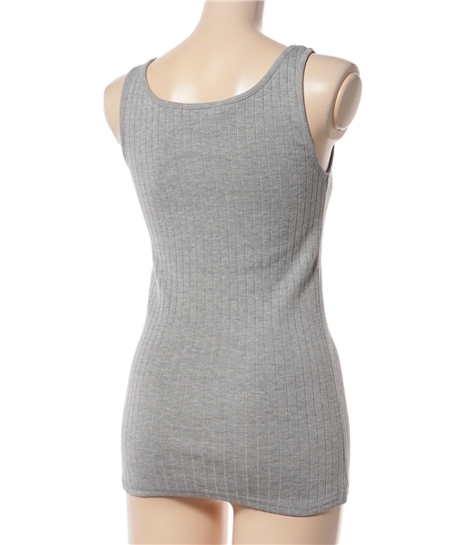 VENCEEXCHANGE（ヴァンスエクスチェンジ）の「ワイドリブヘンリーネックタンクトップ（タンクトップ・レディース・オフホワイト/グレー/パープル/ブラック/オリーブ/オレンジ・MEDIUM）」の9枚目の写真