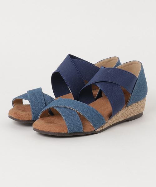 LUGG NAGG(ラグナグ)の「クロスゴムウェッジサンダル【LUGG NAGG SHOES SELECT/ ラグナグシューズセレクト】(サンダル・レディース・ブラック/ベージュ/ライトインディゴブルー/グレー/ダークインディゴブルー/ブラウン系その他/マスタード・23.5/24/24.5/23/24.0cm/23.5cm/23.0cm/24.5cm)」の6枚目の写真