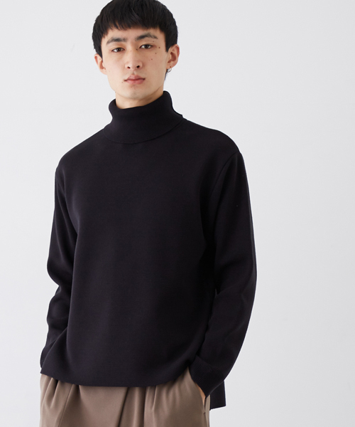 STUDIOUS（ステュディオス）の「ミラノリブサイドスリットタートルネックニット（ニット/セーター・メンズ・ホワイト/ブラック/ブルー/ダークグレー・1/2/3）」の2枚目の写真