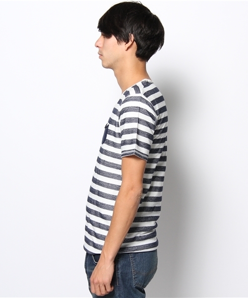 WEGO（ウィゴー）の「WEGO/ヘリンボーンボーダーTee（S）（Tシャツ/カットソー・メンズ・グリーン系その他/その他1/トリコロール/ネイビー・LARGE/MEDIUM）」の6枚目の写真