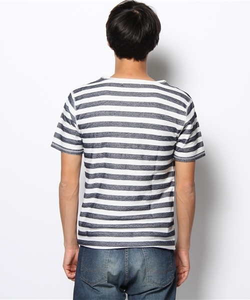 WEGO（ウィゴー）の「WEGO/ヘリンボーンボーダーTee（S）（Tシャツ/カットソー・メンズ・グリーン系その他/その他1/トリコロール/ネイビー・LARGE/MEDIUM）」の7枚目の写真