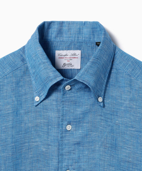 BRILLA per il gusto（ブリッラペルイルグースト）の「◎Brilla per il gusto / リネン1ピースボタンダウンシャツ（ALBINI fabric）（シャツ/ブラウス・メンズ・ホワイト/レッド/ブルー/ブルー系その他4・LARGE/MEDIUM/SMALL/X-LARGE/X-SMALL）」の13枚目の写真