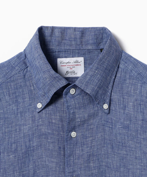 BRILLA per il gusto（ブリッラペルイルグースト）の「◎Brilla per il gusto / リネン1ピースボタンダウンシャツ（ALBINI fabric）（シャツ/ブラウス・メンズ・ホワイト/レッド/ブルー/ブルー系その他4・LARGE/MEDIUM/SMALL/X-LARGE/X-SMALL）」の9枚目の写真