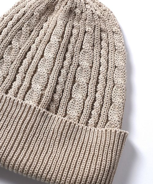 SHIPS（シップス）の「SU: コットンリネン ケーブル ワッチキャップ（ニットキャップ/ビーニー・メンズ・ベージュ/ネイビー/ライトブルー・ONE SIZE）」の4枚目の写真