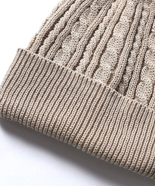 SHIPS（シップス）の「SU: コットンリネン ケーブル ワッチキャップ（ニットキャップ/ビーニー・メンズ・ベージュ/ネイビー/ライトブルー・ONE SIZE）」の5枚目の写真