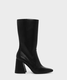 スクエアトブロックヒールブーツ / SQUARE TOE BLOCK HEEL BOOTS